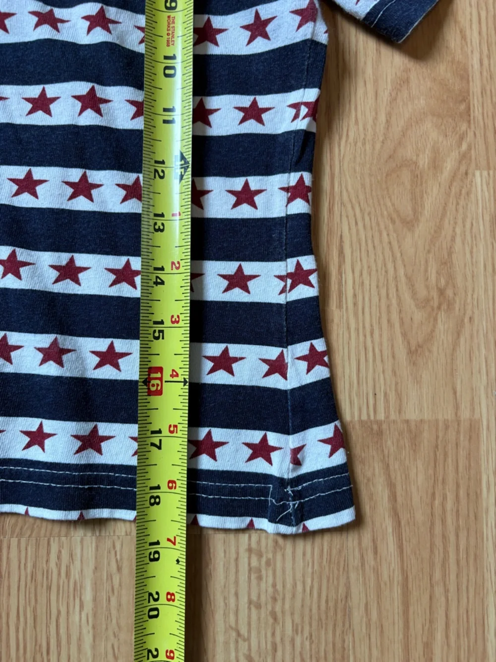 Vintage Americana Women’s Medium Cropped Short Sleeve Tee Striped Star Navy Red - Picture 11 of 15